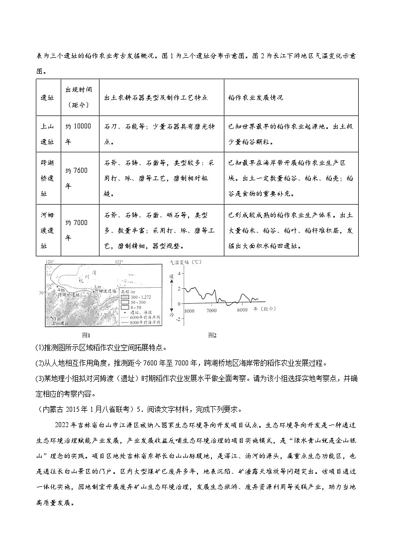 专题06区域发展与资源环境安全-2025年1月八省联考地理真题分类汇编（原卷版）第2页