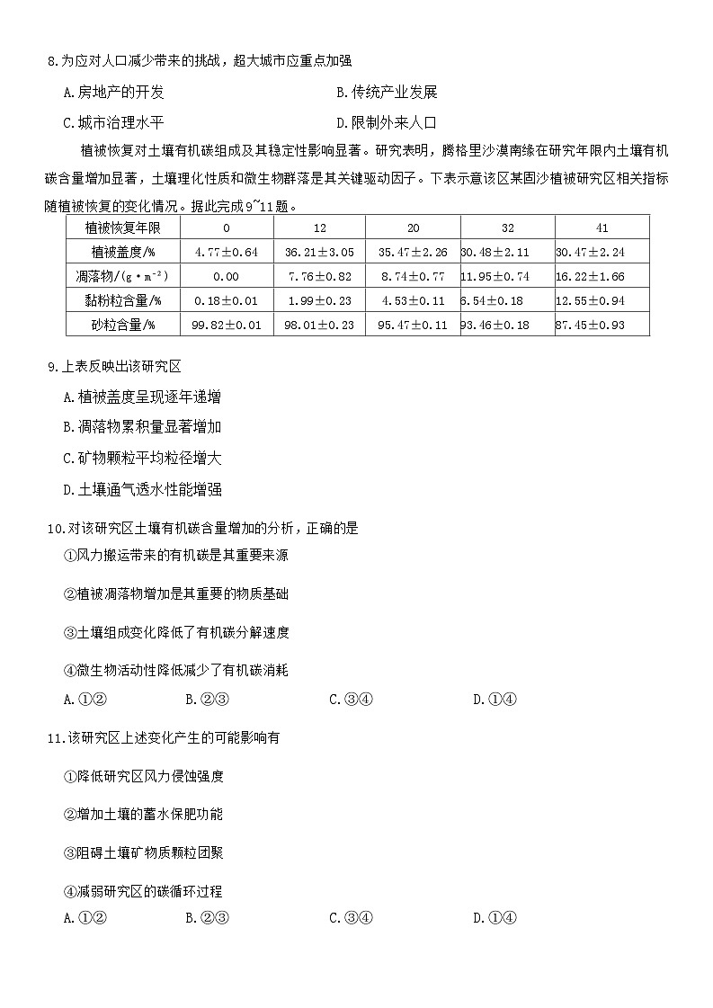 安徽省安庆市怀宁县高河中学2024-2025学年高三上学期期末地理试题第3页