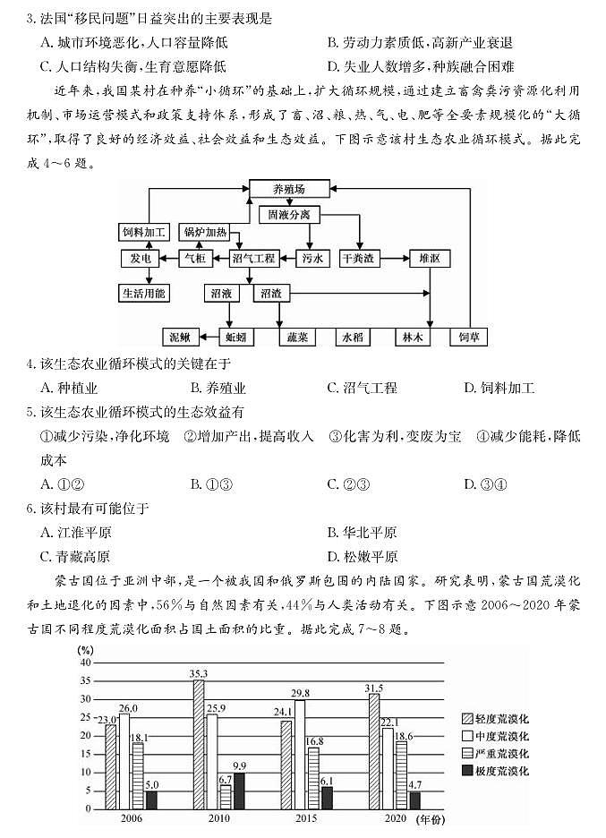 地理丨山西省三晋卓越联盟2025届高三1月期末质量检测卷地理试卷及答案第2页
