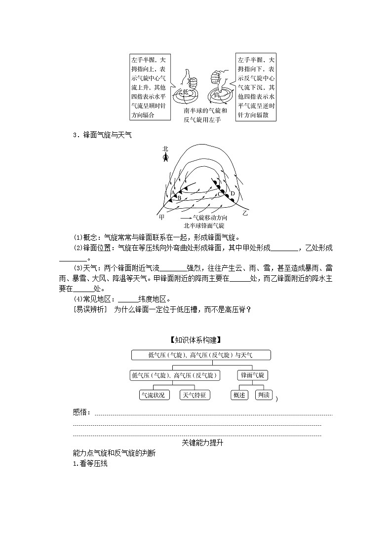 2025版高考地理全程一轮复习学案第五章大气的运动第17课时低气压气旋高气压反气旋与天气第2页