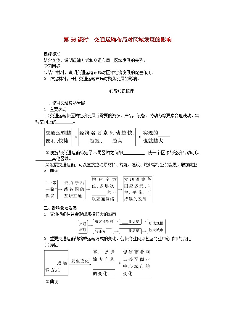 2025版高考地理全程一轮复习学案第十三章交通运输布局与区域发展第56课时交通运输布局对区域发展的影响第1页