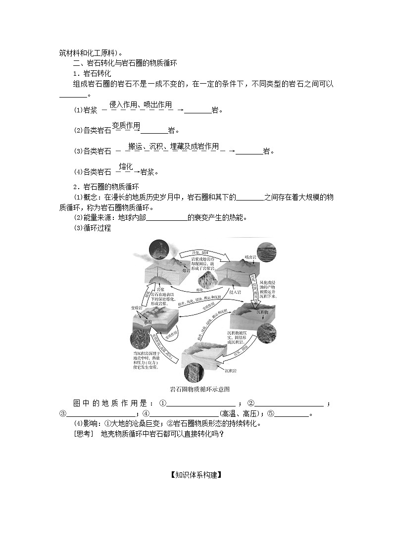 2025版高考地理全程一轮复习学案第七章地表形态的塑造第28课时岩石圈的物质循环第2页