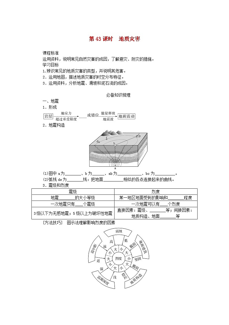 2025版高考地理全程一轮复习学案第九章自然灾害第43课时地质灾害第1页