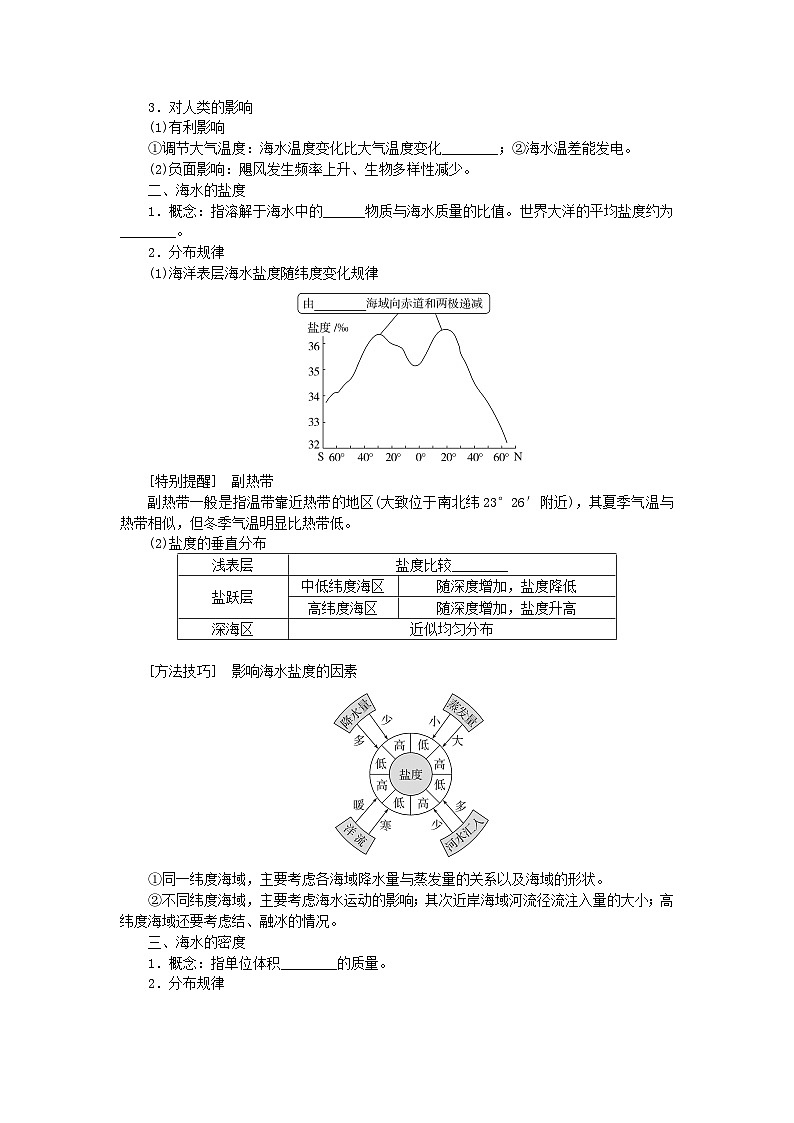 2025版高考地理全程一轮复习学案第六章地球上的水第24课时海水的性质第2页