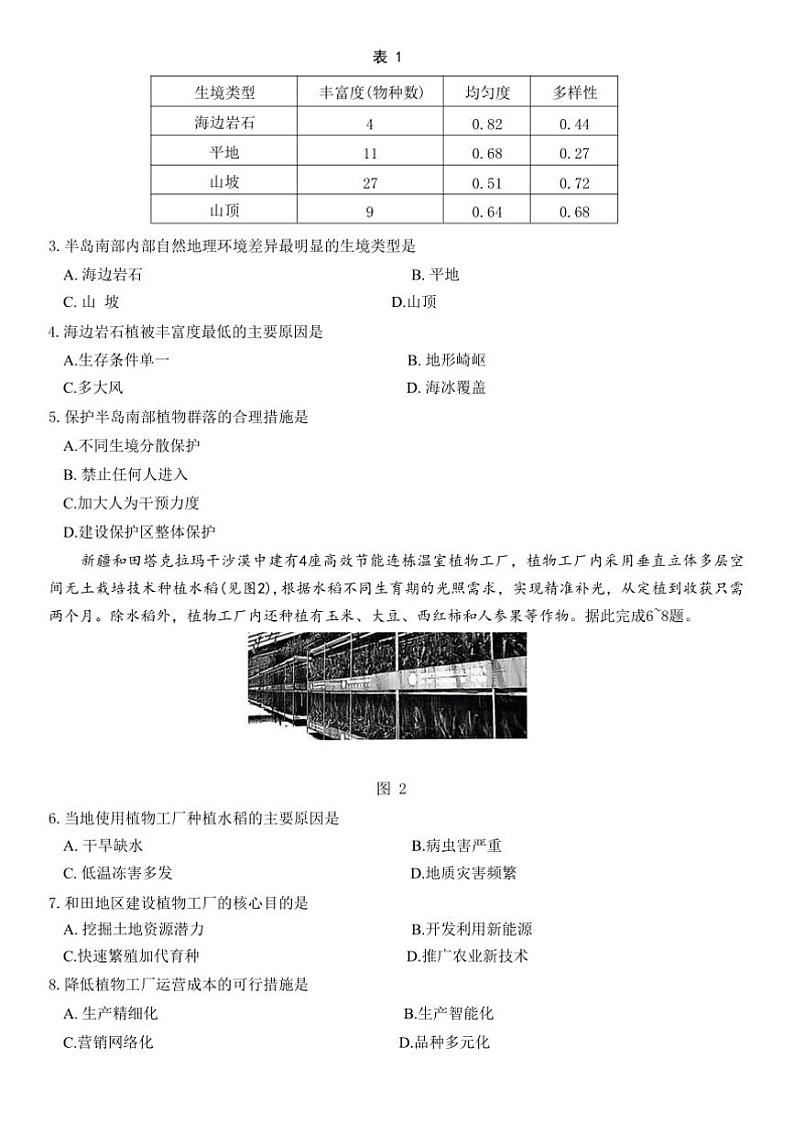 2024～2025学年山东省名校教研共同体高三下开学考试地理试卷(含答案)第2页