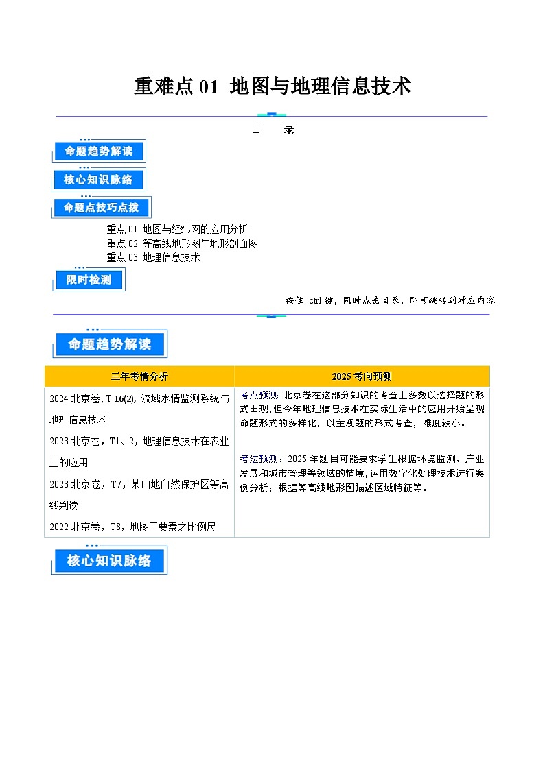 专题 01 地图与地理信息技术-2025年高考地理 热点 重点 难点 专练（北京专用）（解析版）第1页