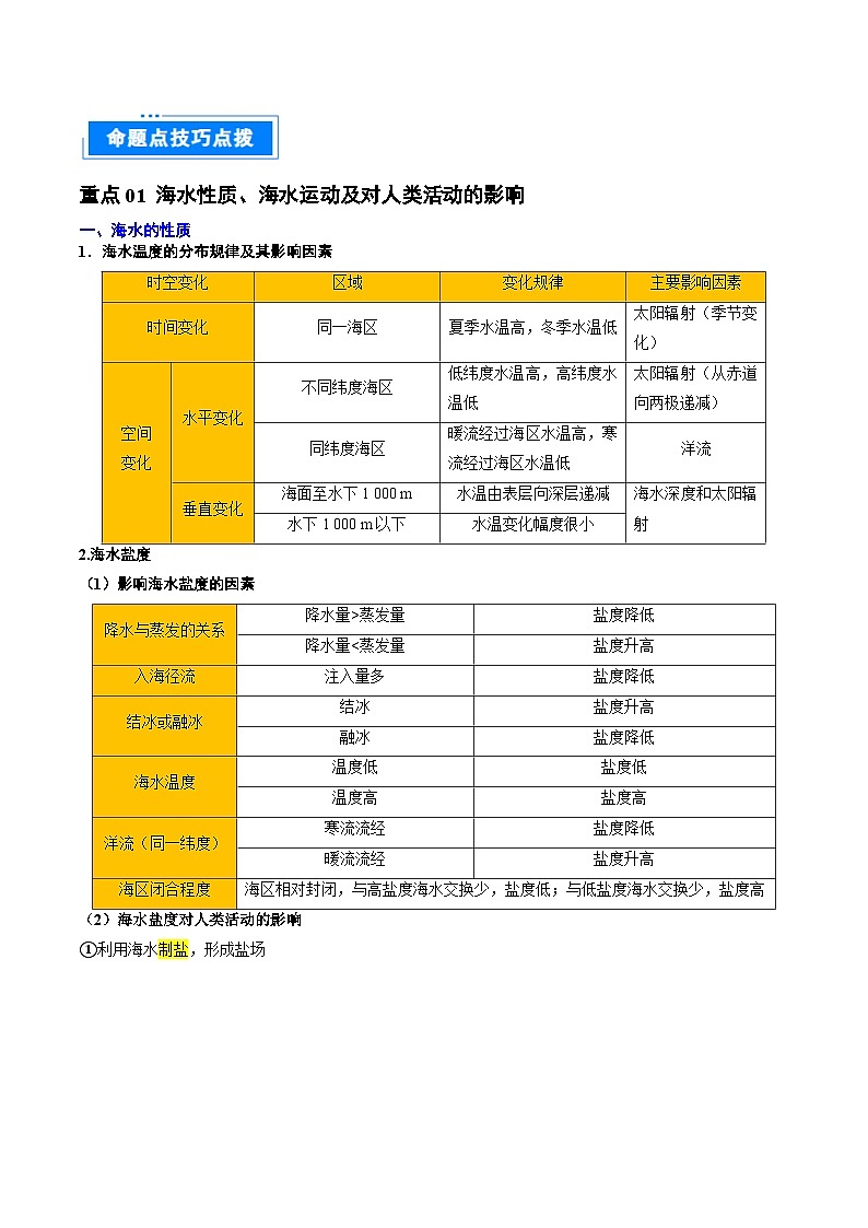 专题 05 海洋水环境-2025年高考地理 热点 重点 难点 专练（北京专用）（解析版）第3页