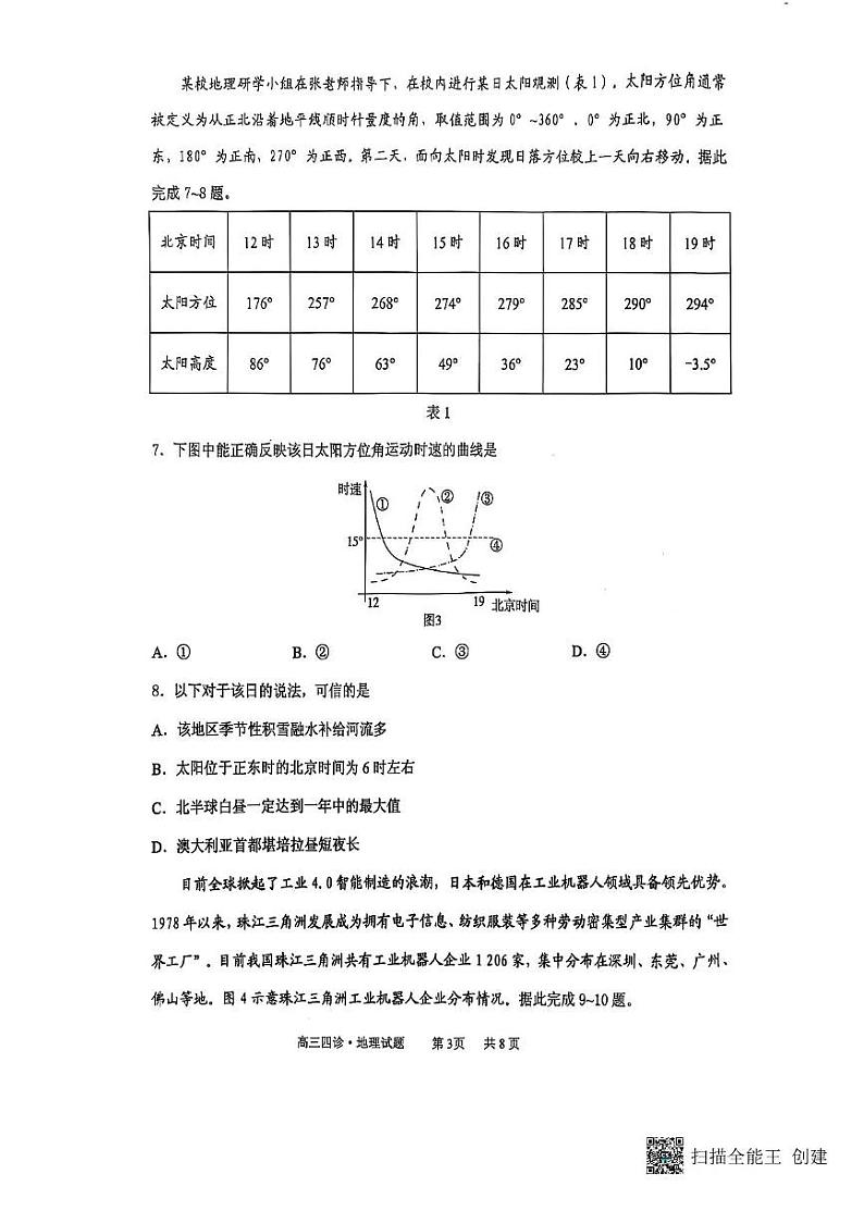 山东省实验中学2024-2025学年高三下学期第四次诊断考试（开学考）地理试题+答案第3页