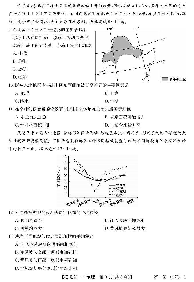 地理丨普通高等学校招生考试模拟卷（一）2025届高三下学期2月开学联考地理试卷及答案第3页