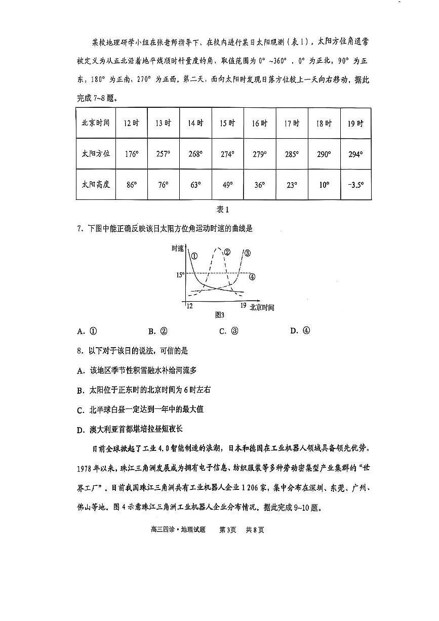 2025届山东省实验中学高三下学期高考模拟第四次诊断考试-地理试题+答案第3页