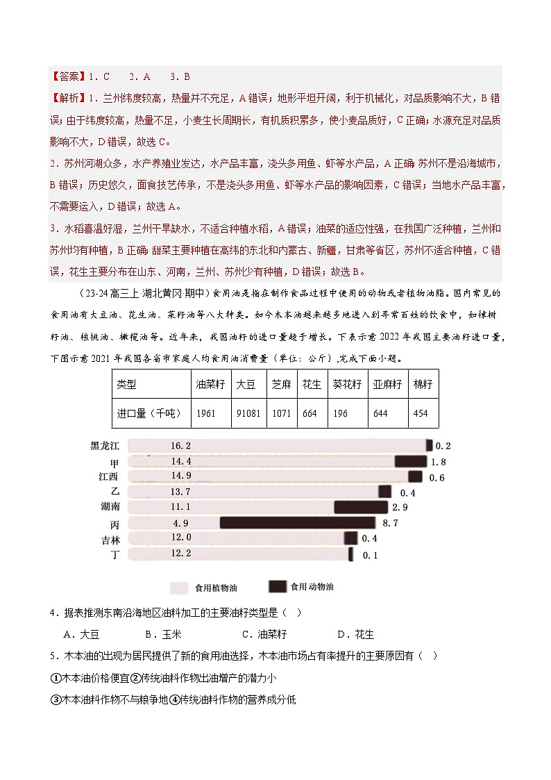 专练25 中国的农业（专项训练）-2025年高考地理一轮复习专练（解析版）第2页