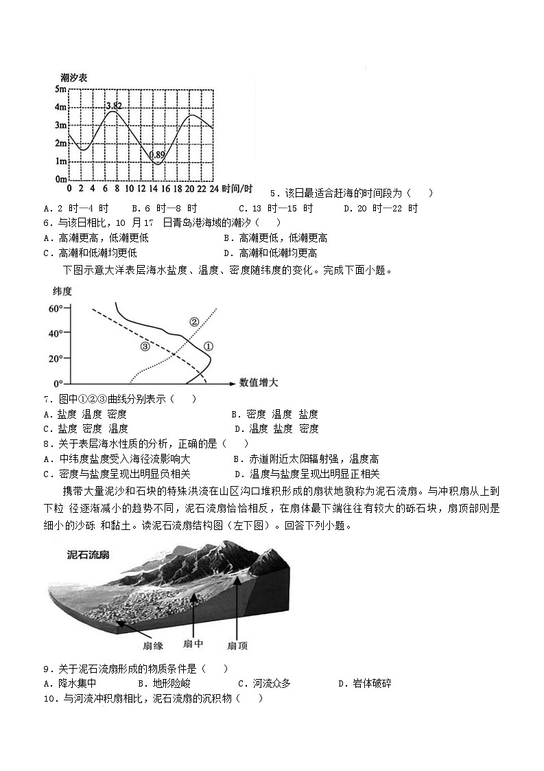 湖北省荆州中学2024-2025学年高一上学期1月期末地理试卷（Word版附解析）第2页