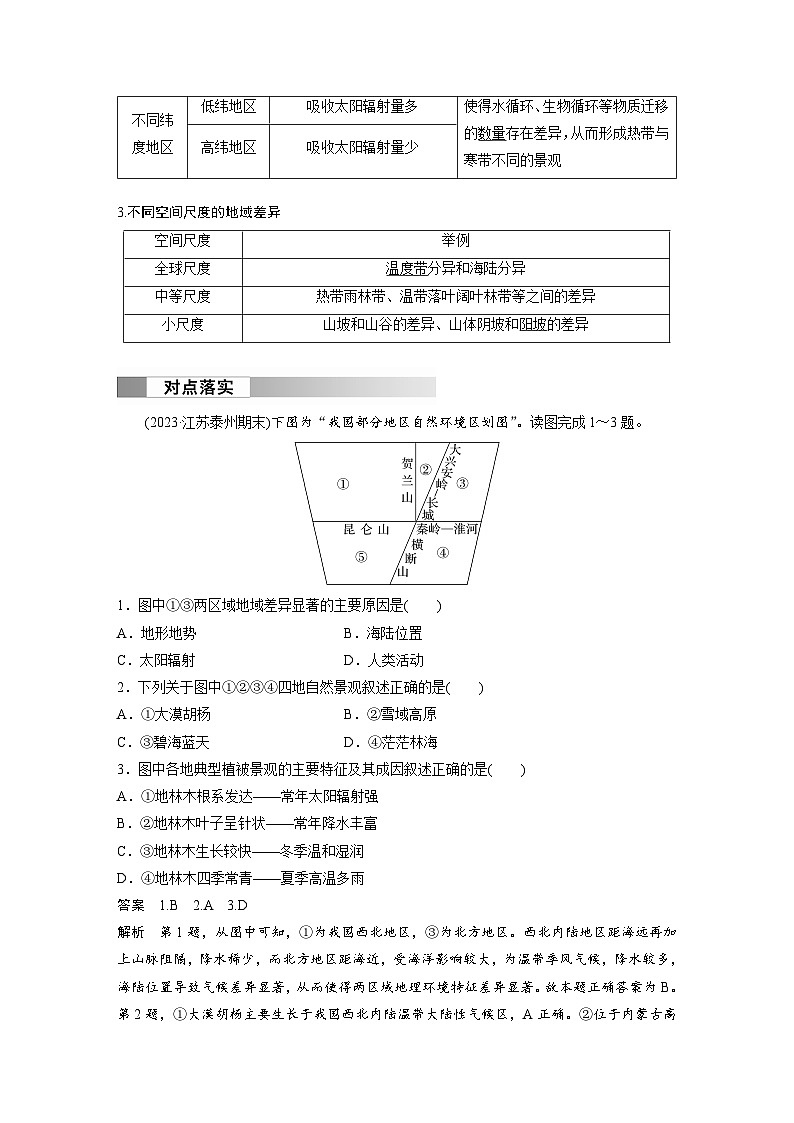 第五章 第二节 课时1　地域差异　陆地地域分异规律（教师版）第2页