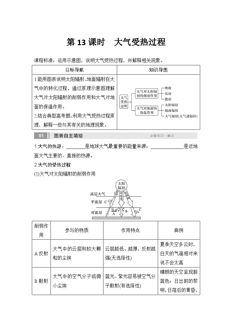 2025届高中地理一轮复习讲义：第一部分自然地理第四单元地球上的大气第13课时　大气受热过程（学生版）第1页