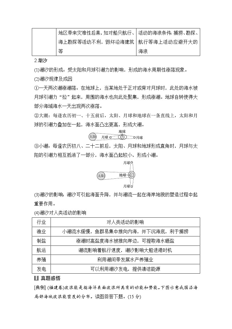 2025届高中地理一轮复习讲义：第一部分自然地理第六单元地球上的水第25课时　海浪(波浪)和潮汐（学生版）第3页