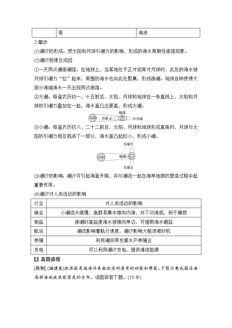 2025届高中地理一轮复习讲义：第一部分自然地理第六单元地球上的水第25课时　海浪(波浪)和潮汐（教师版）第3页