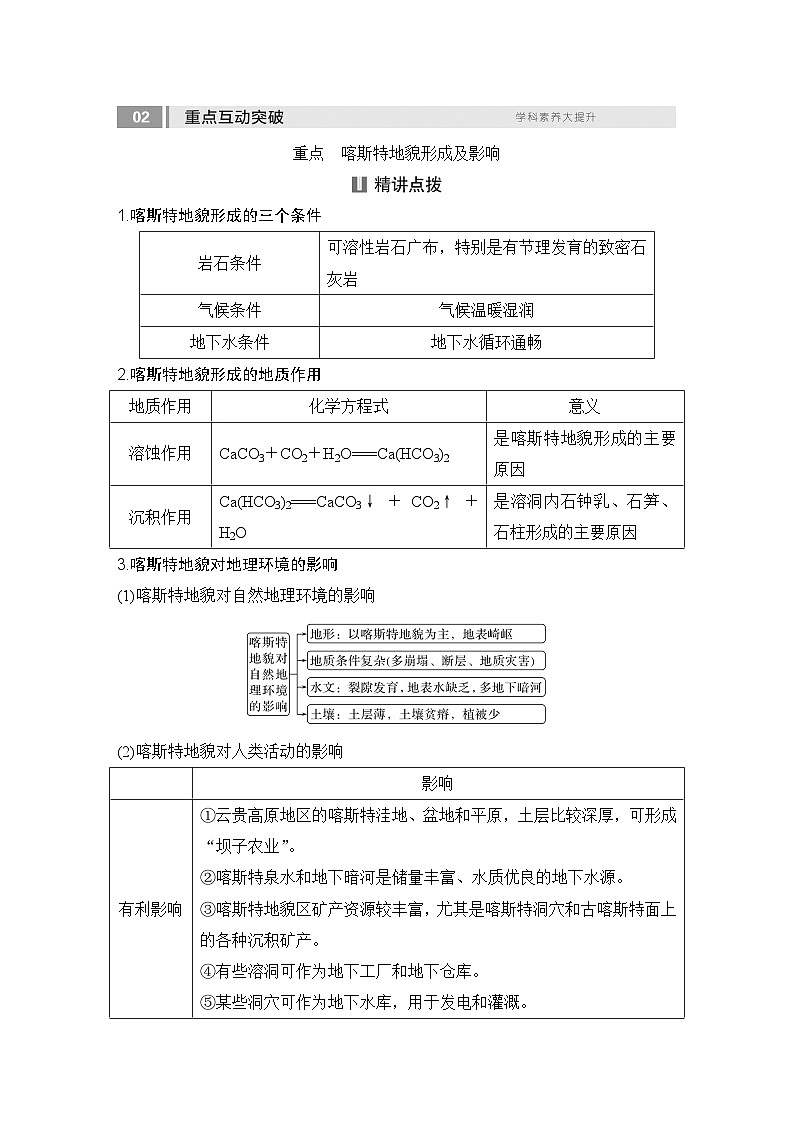 2025届高中地理一轮复习讲义：第一部分自然地理第七单元地表形态的塑造第32课时　喀斯特地貌（学生版）第3页