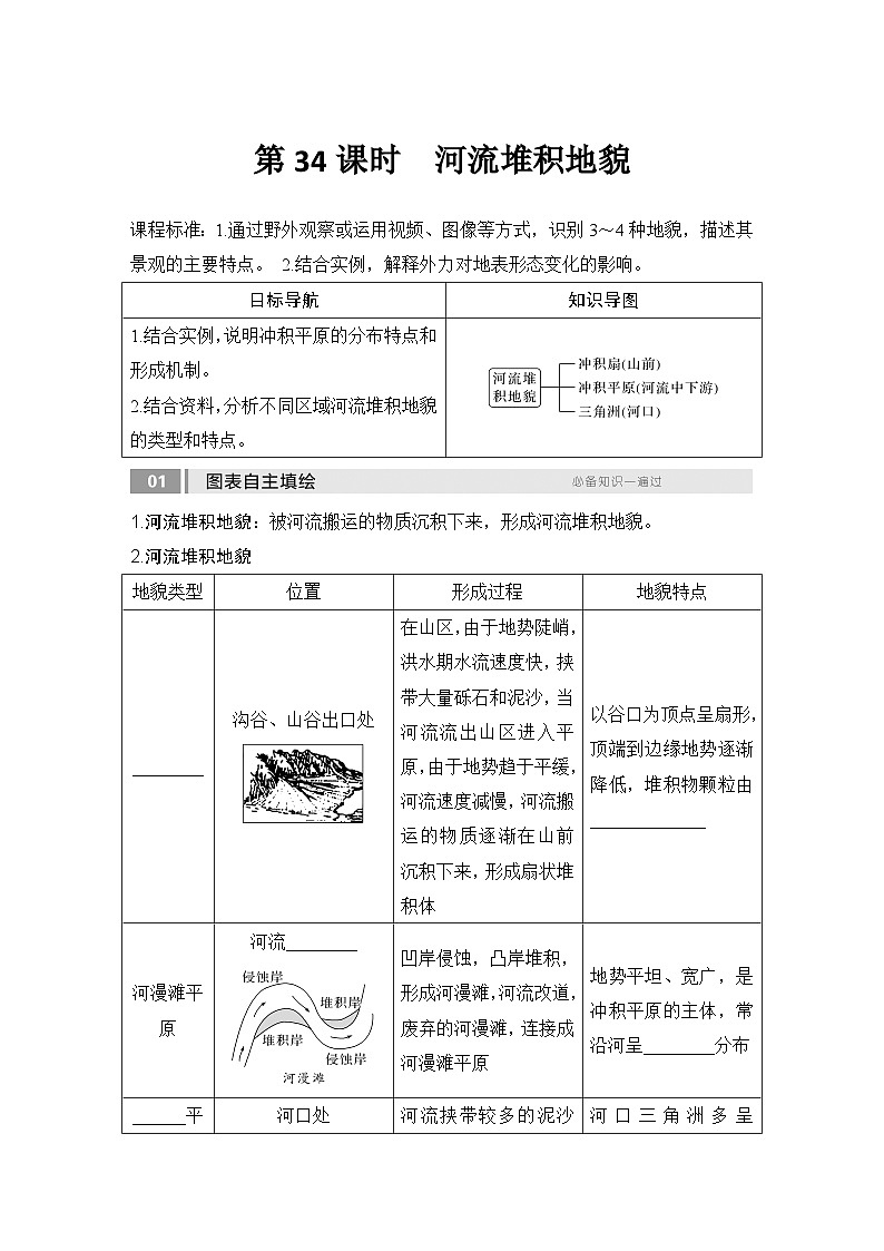 2025届高中地理一轮复习讲义：第一部分自然地理第七单元地表形态的塑造第34课时　河流堆积地貌（学生版）第1页