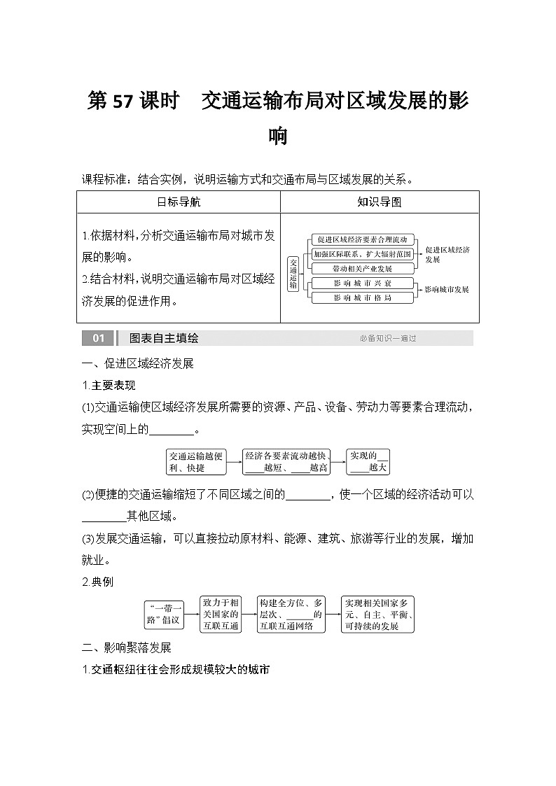 2025届高中地理一轮复习讲义：第二部分人文地理第十三单元交通运输布局与区域发展第57课时　交通运输布局对区域发展的影响（学生版）第1页