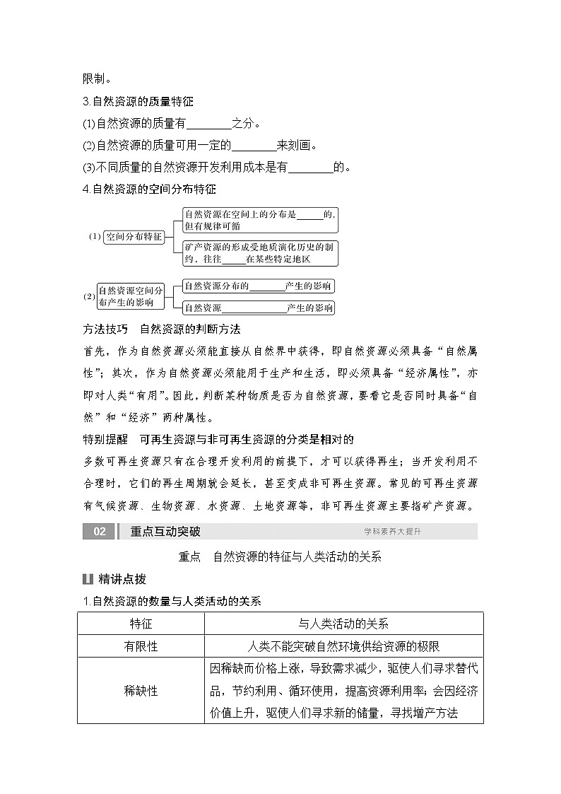 2025届高中地理一轮复习讲义：第四部分资源、环境与国家安全第十八单元自然资源与人类社会第73课时　自然资源及其利用（学生版）第2页