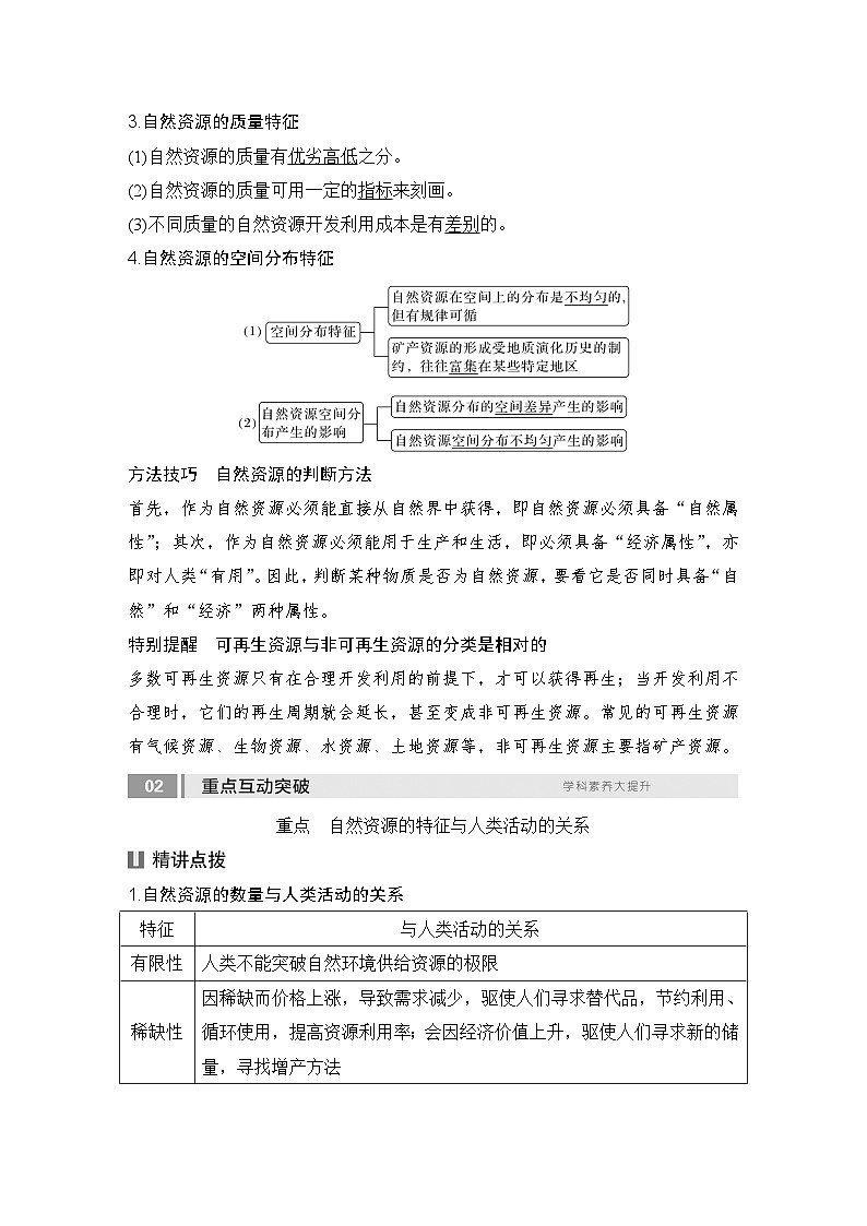2025届高中地理一轮复习讲义：第四部分资源、环境与国家安全第十八单元自然资源与人类社会第73课时　自然资源及其利用（教师版）第2页