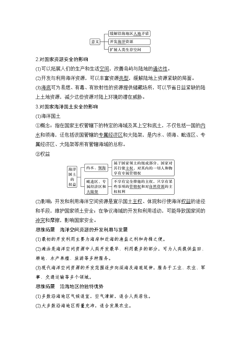 2025届高中地理一轮复习讲义：第四部分资源、环境与国家安全第十九单元资源安全与国家安全第77课时　海洋空间资源开发与国家安全（教师版）第2页