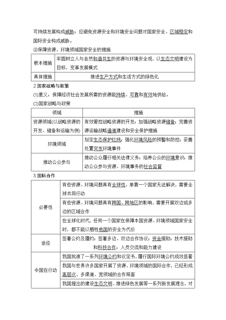 2025届高中地理一轮复习讲义：第四部分资源、环境与国家安全第二十单元环境安全与资源安全第81课时　保障国家安全的资源、环境战略与行动（教师版）第2页