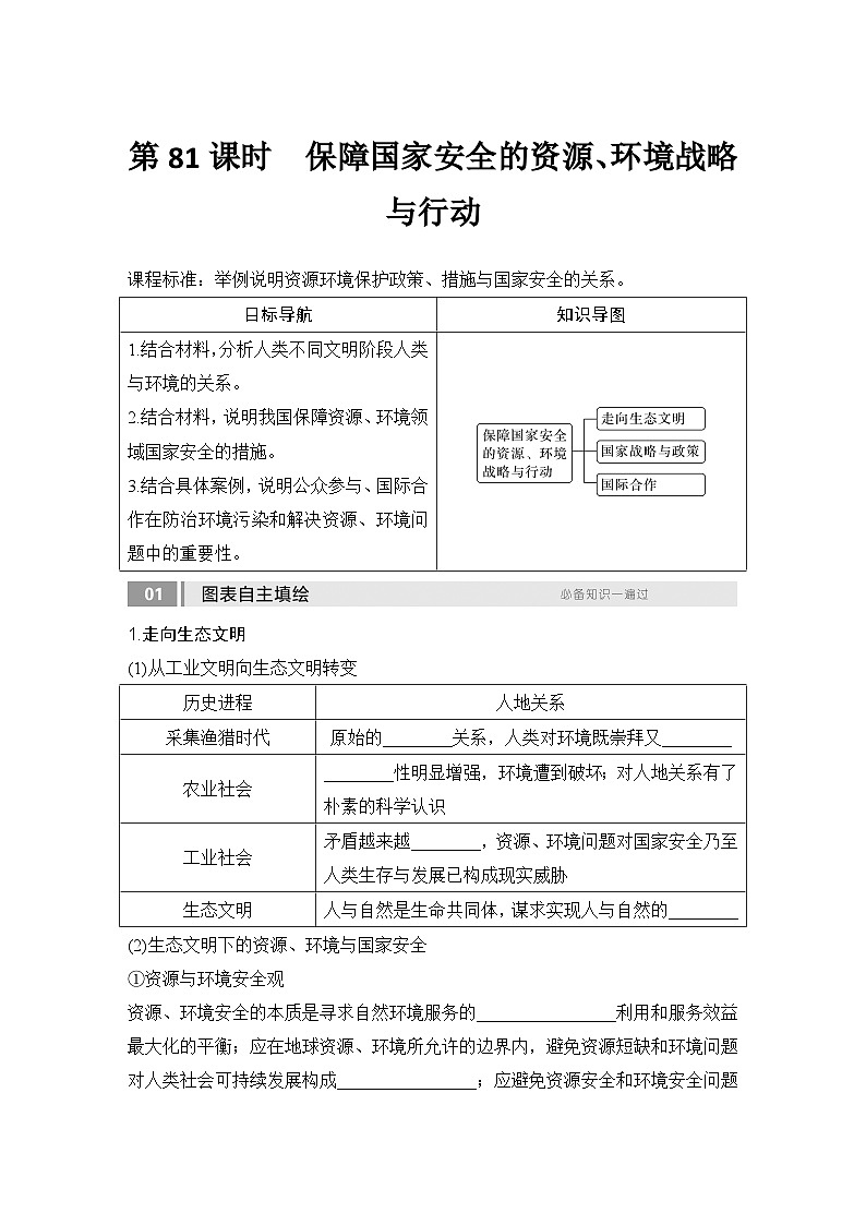 2025届高中地理一轮复习讲义：第四部分资源、环境与国家安全第二十单元环境安全与资源安全第81课时　保障国家安全的资源、环境战略与行动（学生版）第1页