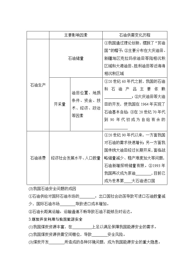 2025届高中地理一轮复习讲义：第四部分资源、环境与国家安全第十九单元资源安全与国家安全第75课时　中国的能源安全（学生版）第2页
