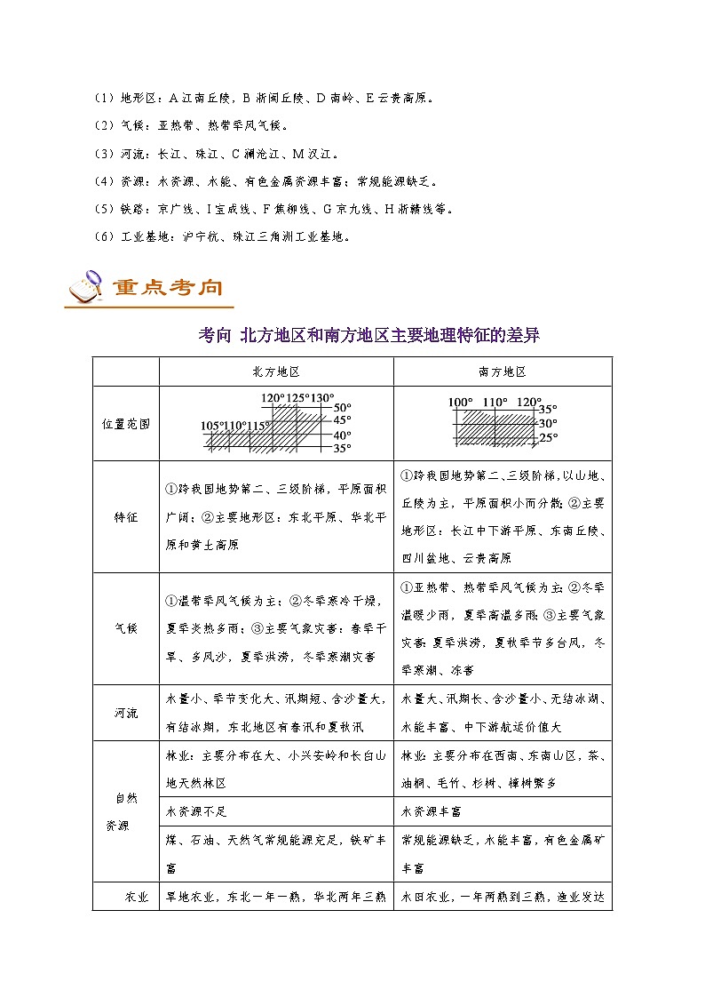 考点65 北方地区和南方地区-2025年高考地理一轮复习回归教材考点全析试题（含答案）第2页