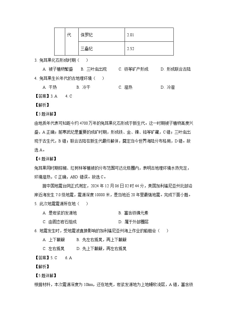 贵州省遵义市播州区2024-2025学年高一上学期1月期末地理试卷（解析版）第3页