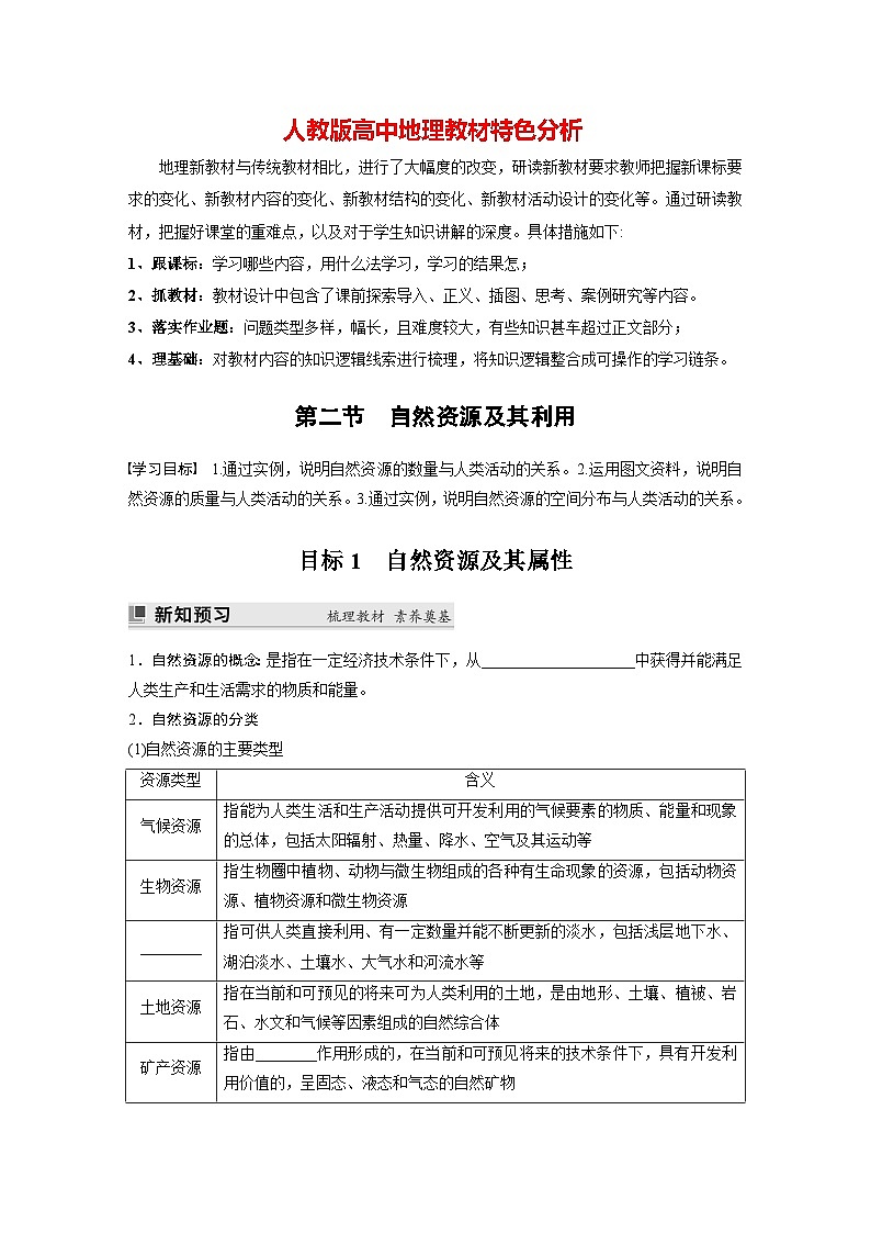 第一章 第二节　自然资源及其利用（学生版）第1页