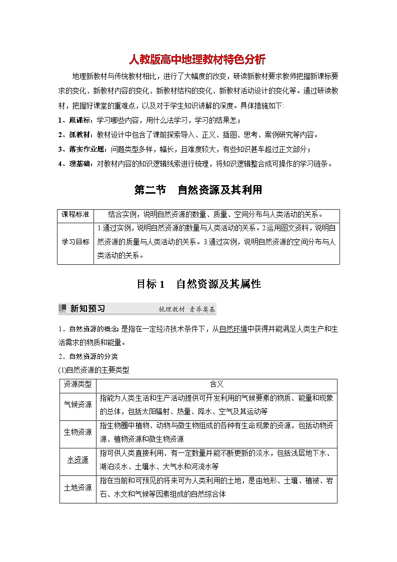 第一章 第二节　自然资源及其利用（教师版）第1页