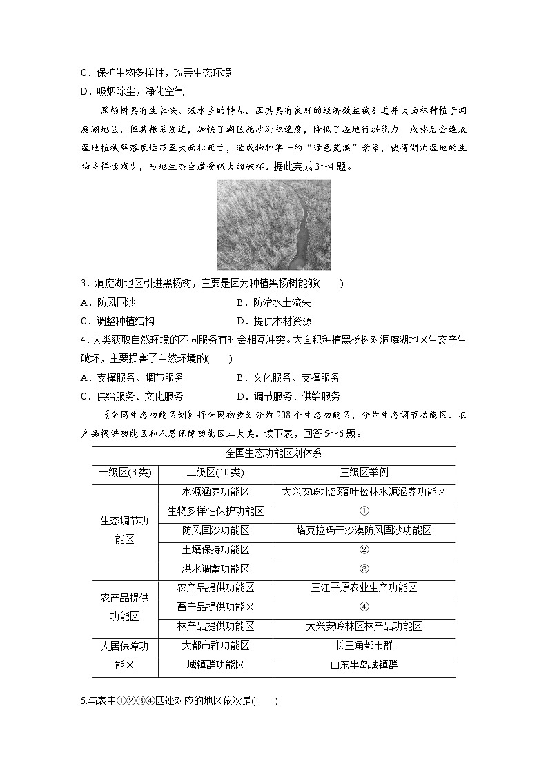 第一章 第一节　自然环境的服务功能（专练）第2页