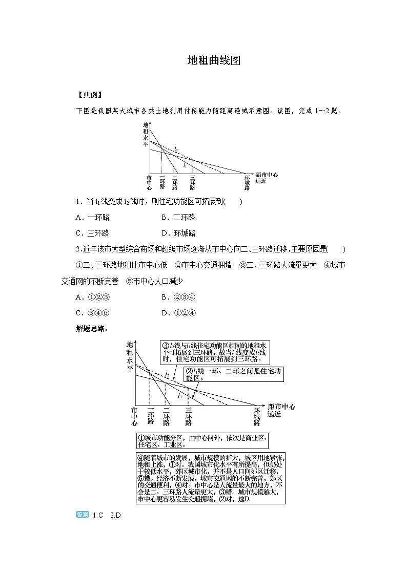 常考图形的判读——地租曲线图-2025年高考地理图形判读突破专题讲练（全国通用）第1页