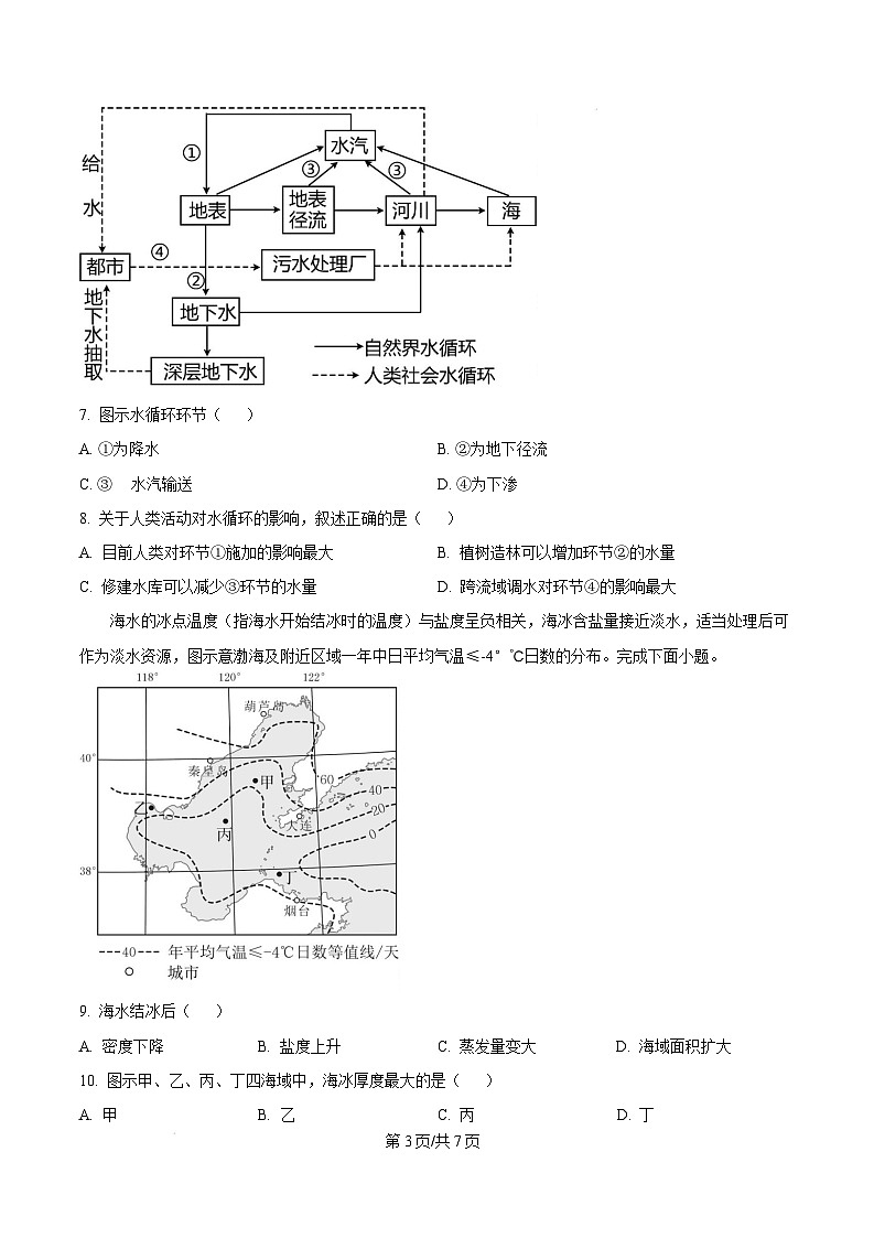 广东省江门市2024-2025学年高一上学期1月期末地理试题  Word版无答案第3页