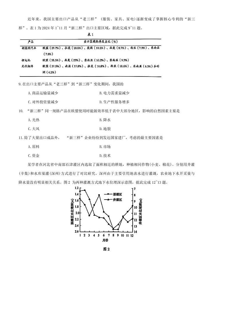 2024～2025学年广西壮族自治区示范性高中高三下2月联合调研测试地理试卷(含答案)第3页