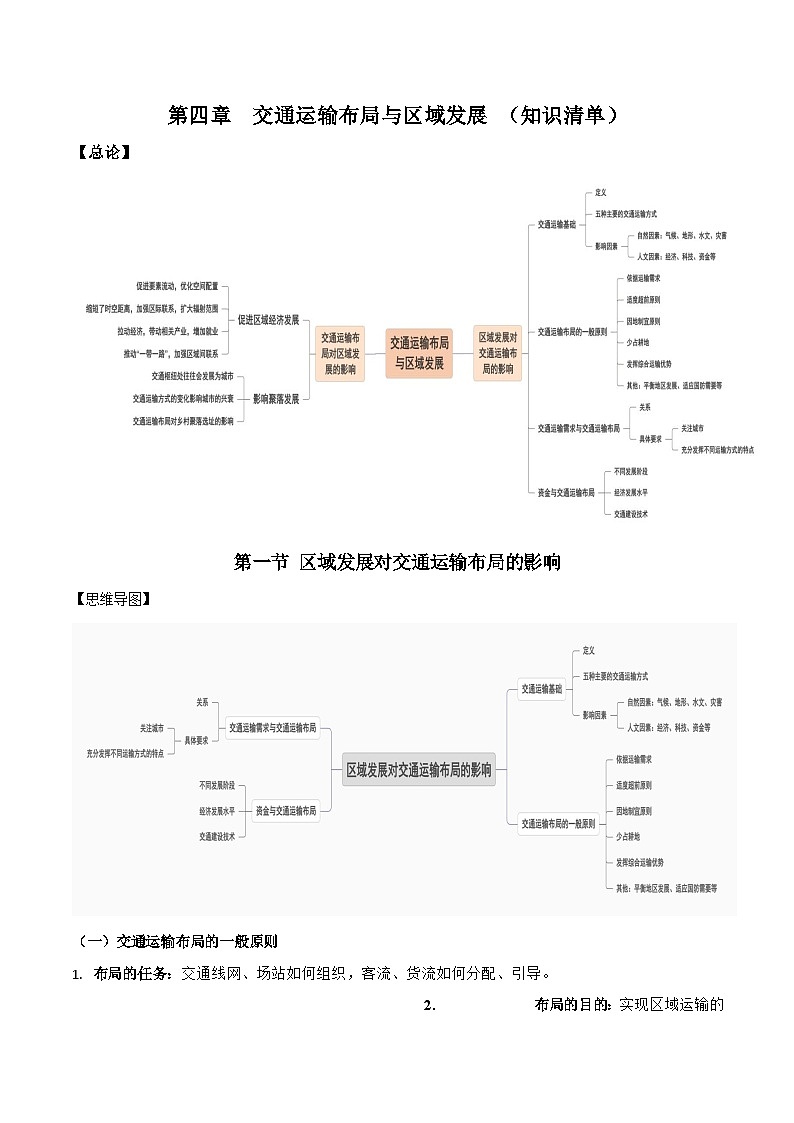 人教版（2019）高中地理必修第二册第四章《交通运输布局与区域发展》（知识梳理）第1页