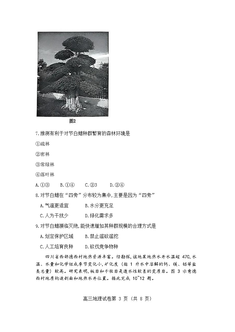 湖北省武汉市2025届高三二调（二模） 高中毕业生二月调研考试 地理试题及答案第3页