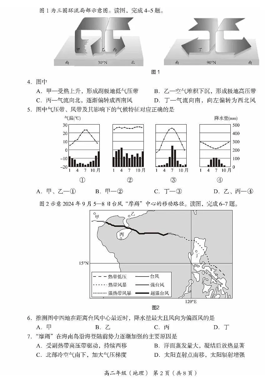 2025北京海淀高二（上）期末地理试卷（有答案）第2页