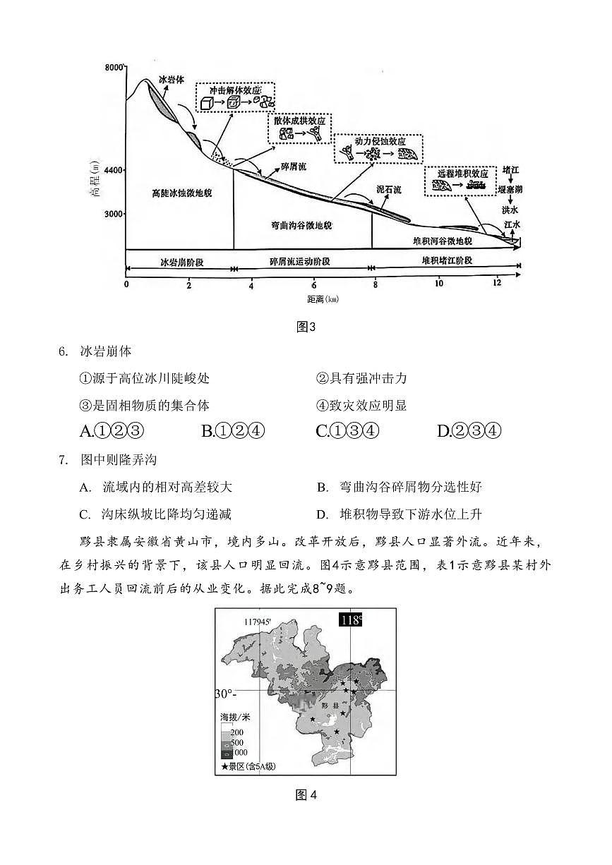 地理丨重庆市第八中学2025届高三下学期2月适应性月考卷（五）地理试卷及答案第3页