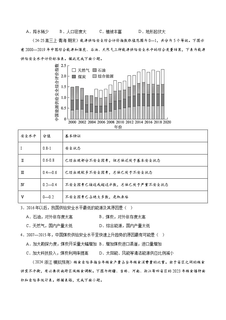 专题11  资源、环境与国家安全（练习）（原卷版） 第2页