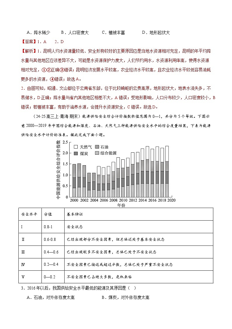 专题11  资源、环境与国家安全（练习）（解析版） 第2页