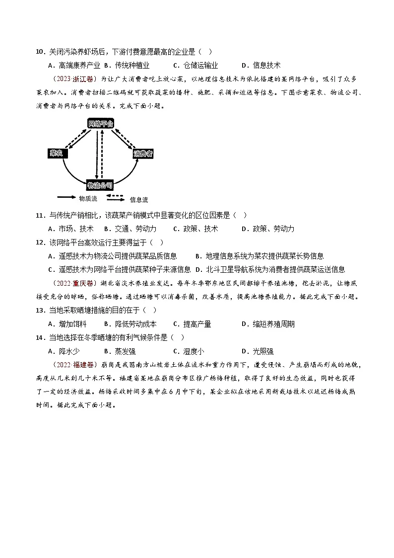 专题11 区域产业活动- 十年（2014-2023）高考地理真题分项汇编（学生卷）第3页