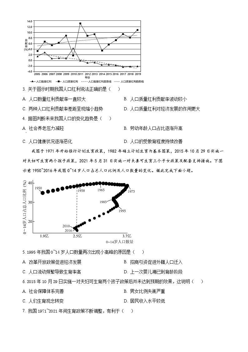 山东省济宁市微山县第二中学2024-2025学年高一下学期3月月考地理试题（原卷版+解析版）第2页