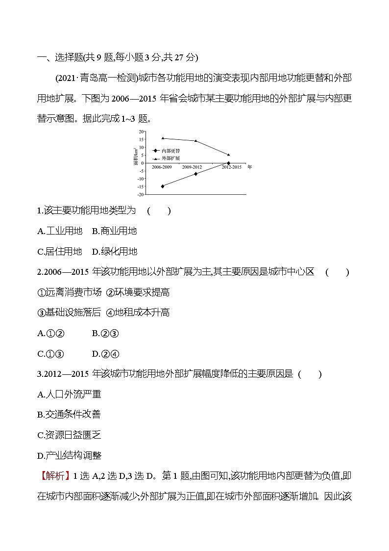 人教版高中地理 必修 第二册 2-1《乡村和城镇空间结构》拔高通练第1页