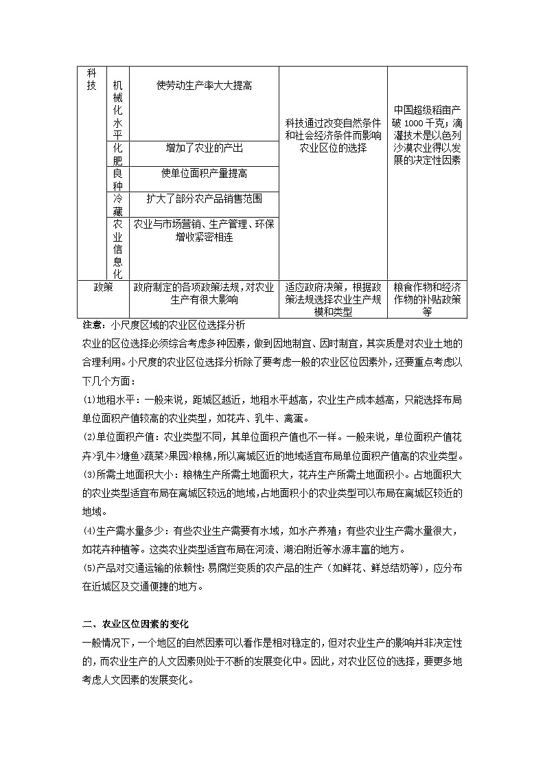 人教版高中地理必修 第二册 3-1农业区位因素及其变化（精讲）（原卷版）第3页