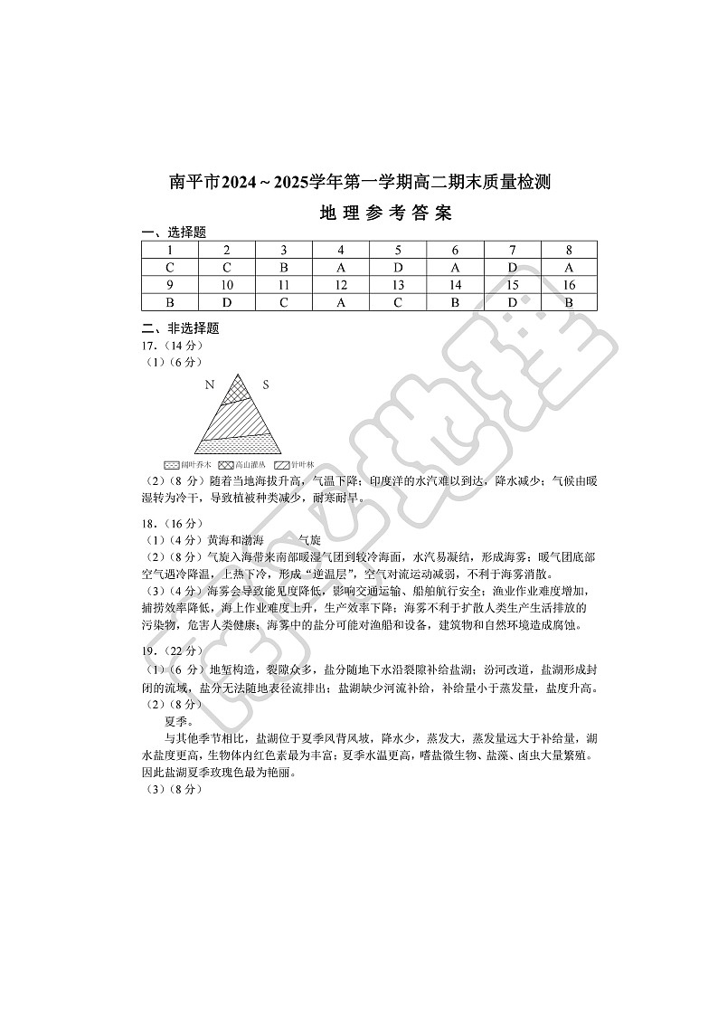 高二地理答案第1页