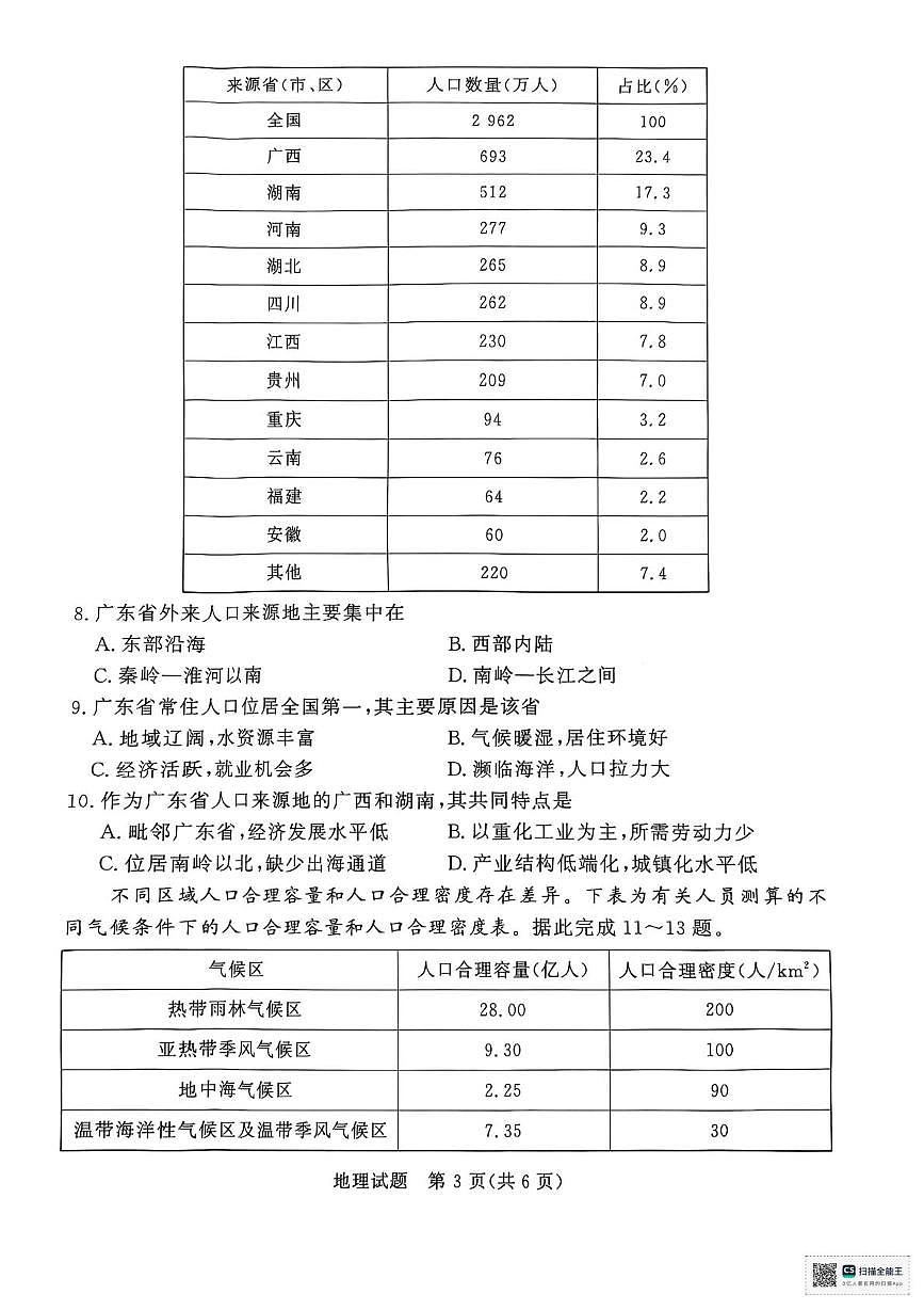 河南省部分名校2024-2025学年高一下学期3月联考地理试卷第3页
