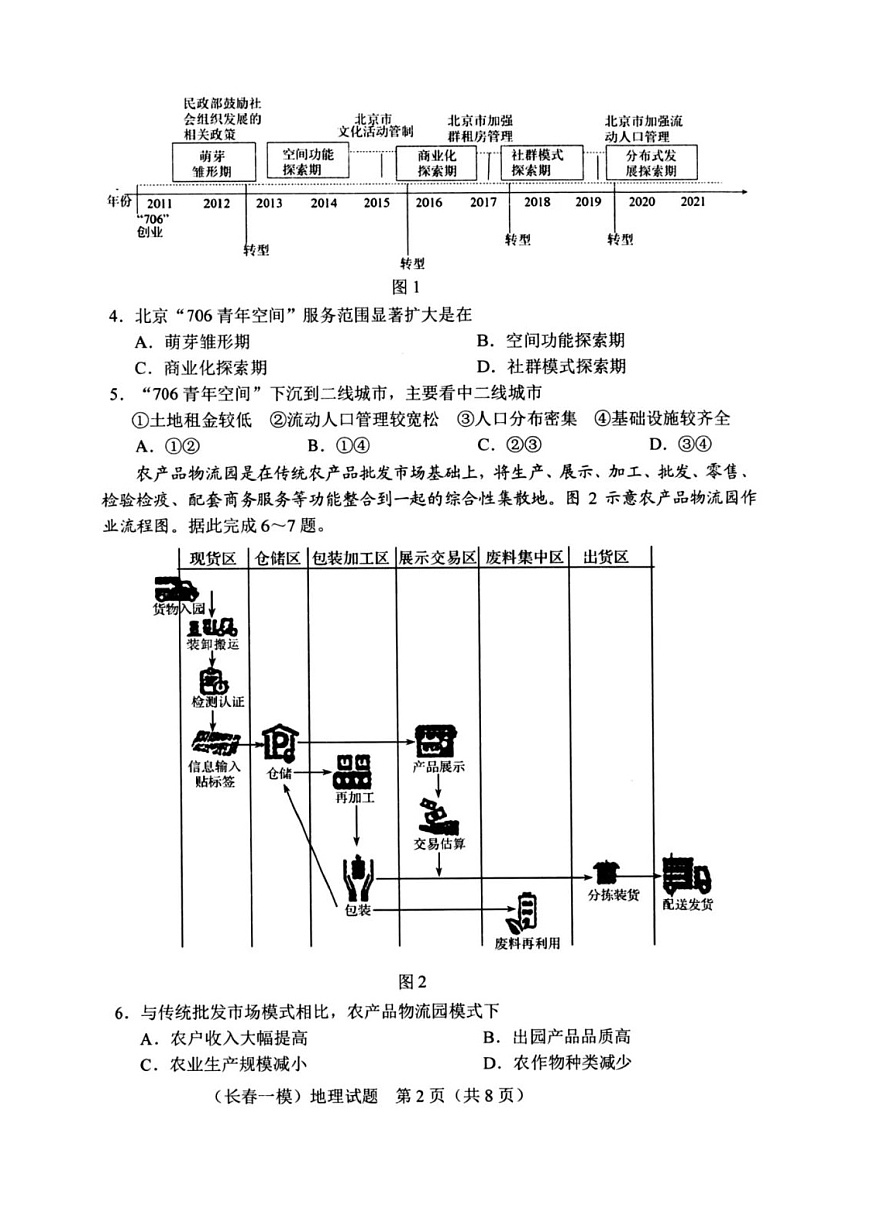 吉林省长春市2025届高三质量监测（一）（长春一模） 地理试卷+答案第2页